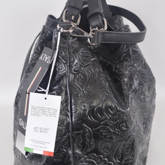 Black leather oversized handbag, tote bag, overnight   Made In Italy NWT - Picture 15 of 16